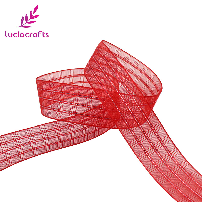 Lucia Crafts 5/6y 25mm Strip Printed Organza Ribbon For Gift Wrap Wedding Party Headwear Decor P1102