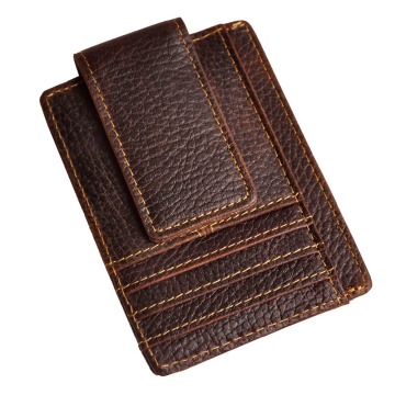 Male Quality Leather Designer Fashion Travel Slim Wallet Front Pocket Magnetic Money Clip Mini Card Case Purse For Men 1015-D