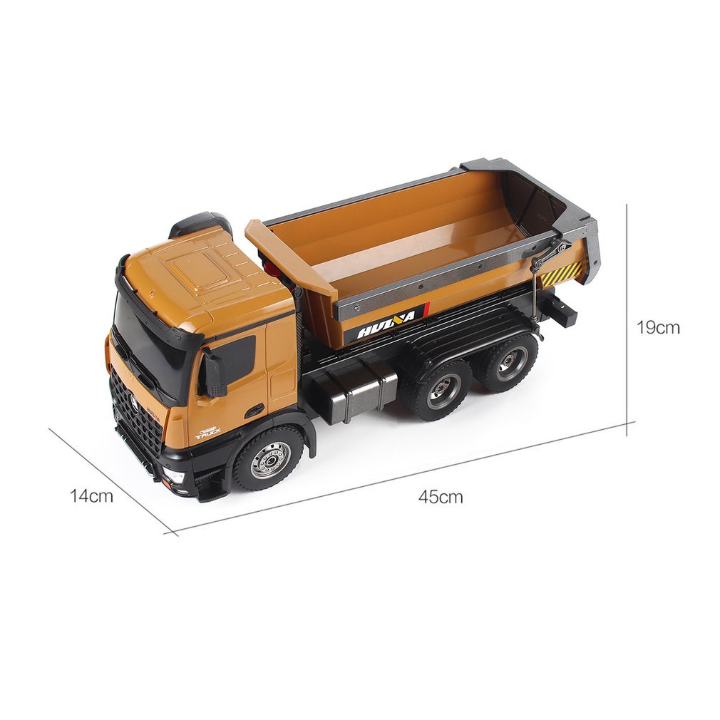 HUINA 1573 1/14 10CH Alloy RC Dump Trucks Toy Engineering Construction Remote Control Car Vehicle Toy RTR RC Truck Gift for Boys