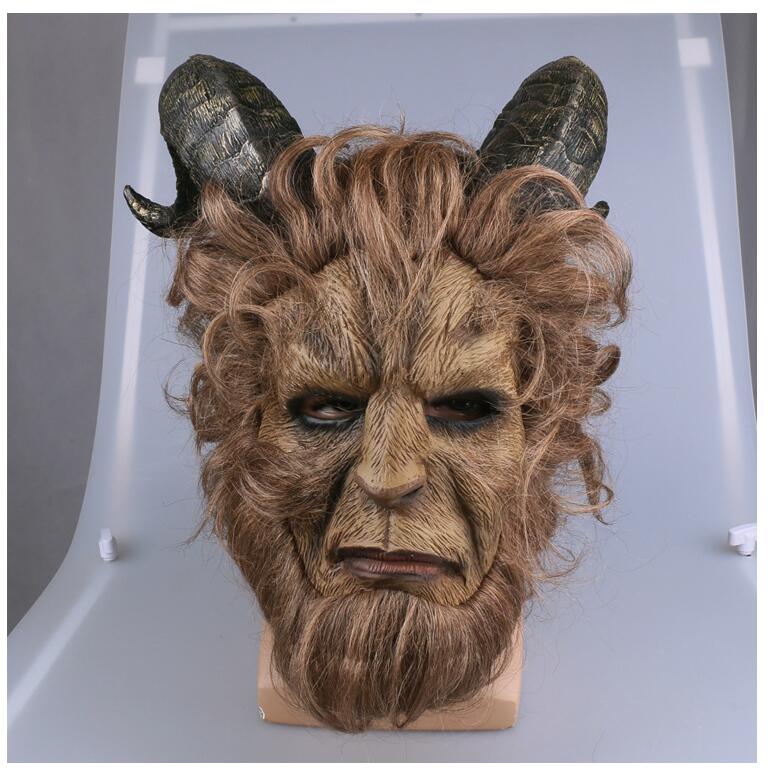 Movie The Beauty and the Beast Mask Cosplay Prince Beast Party Mask Stage Event Funny Ball Props Wig Latex