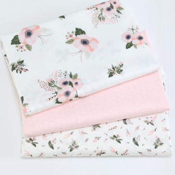Pink Floral Twill Cotton Fabric For Diy Sew Patchwork Clothes Tilda Quilts Pillows Baby BeddingTextile Quilting Crafts Material