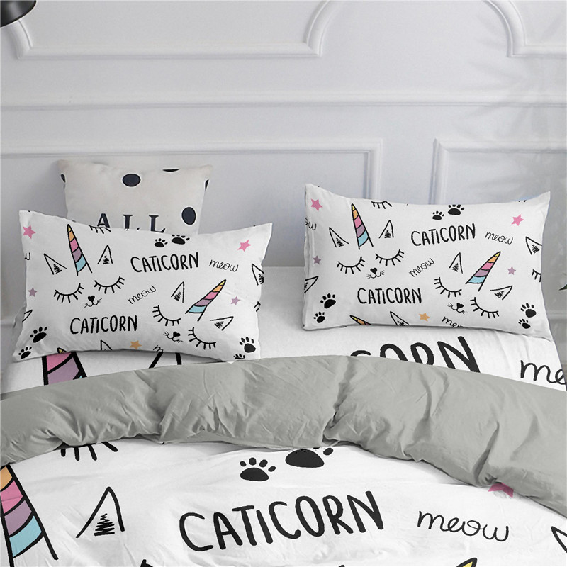 ZEIMON Luxury 3D Bedding Set Unicorn Print Cute Duvet Cover Set For Kids Gift Bedclothes Home Textiles Bed Set