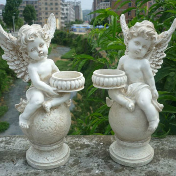 Creative Cupid Flower Fairy Resin Angel Candlestick Gardening Ornament Decor Yard Courtyard Sculpture Statue flower pot Lovely