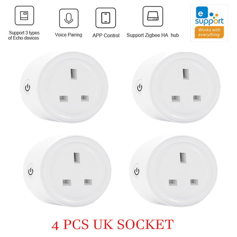 EWelink ZigBee UK Socket Plug WiFi Smart Socket Power Plug Outlet Remote Control Works With Amazmart Home Compatible With Google