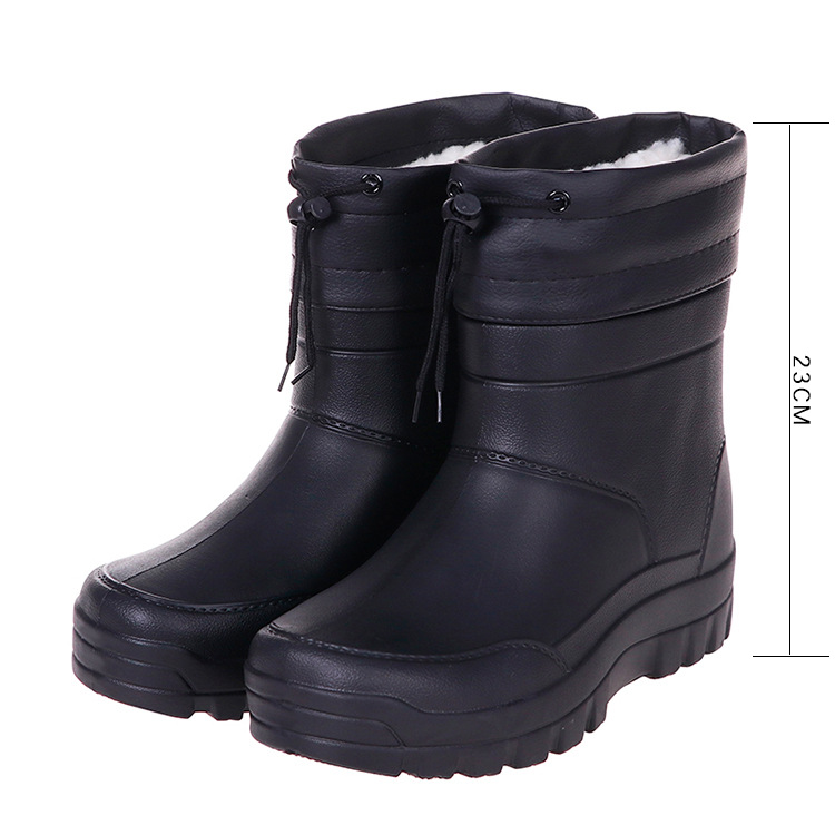 Winter Warm Lightweight Kitchen Work Rubber Boots Men's Shoes Rain Boots Eva Acid and Alkali Resistant Oil Rainshoes Plus 36-47