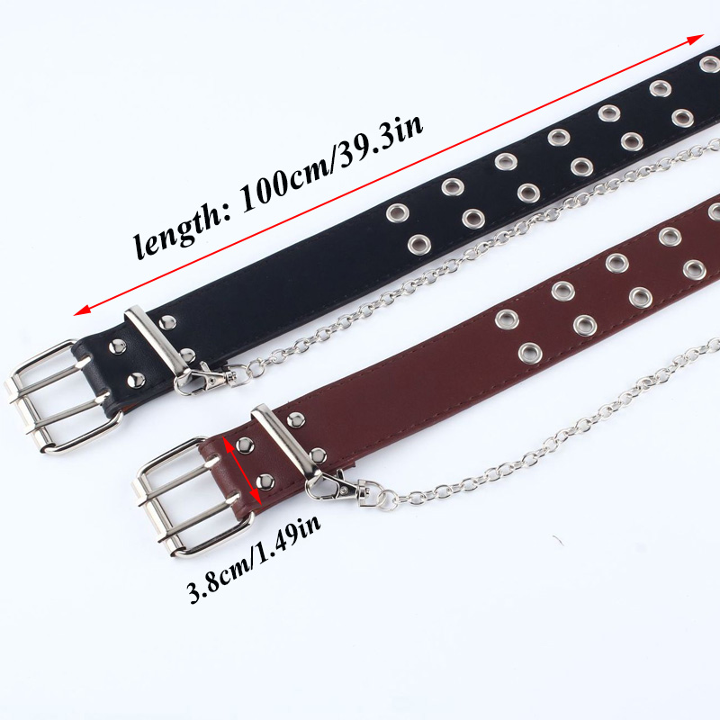 BLA Punk Pu Leather Belt Chain For Women Men Pin Buckle Harness Belt Waist Gothic Hip-hop Fashion Black Waistband Unisex Z40