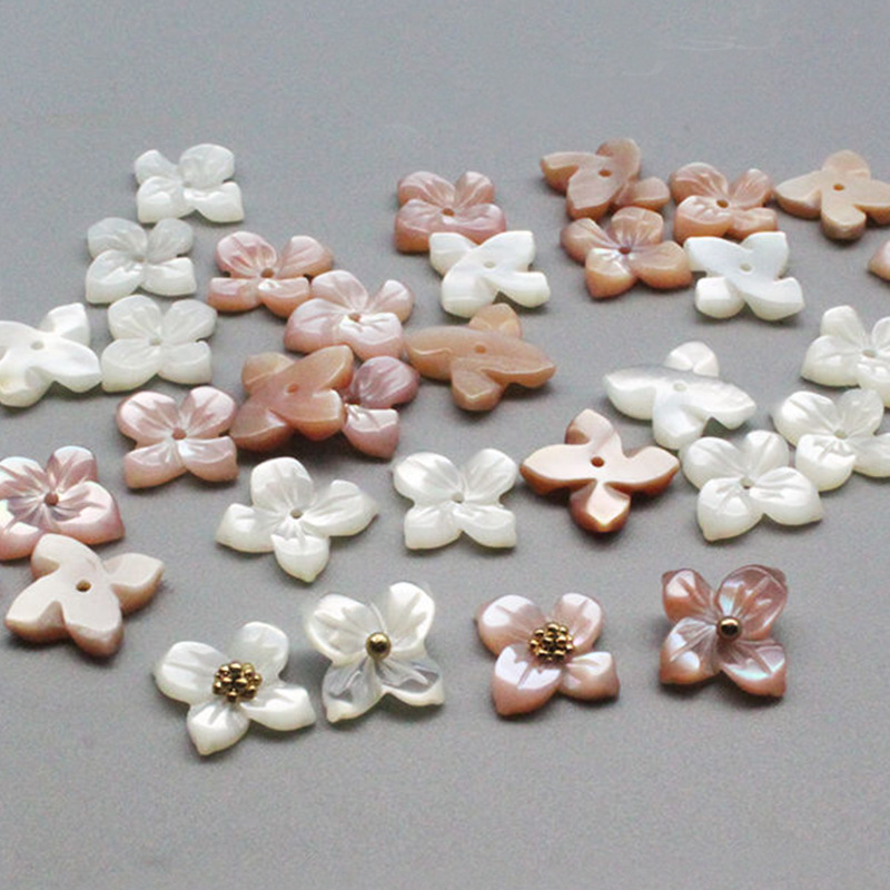 10Pcs/Lot Natural Shell Beads White Pink Pearl Shell Carved Flower Beads For Jewelry DIY Making Bracelet Necklace Accessories