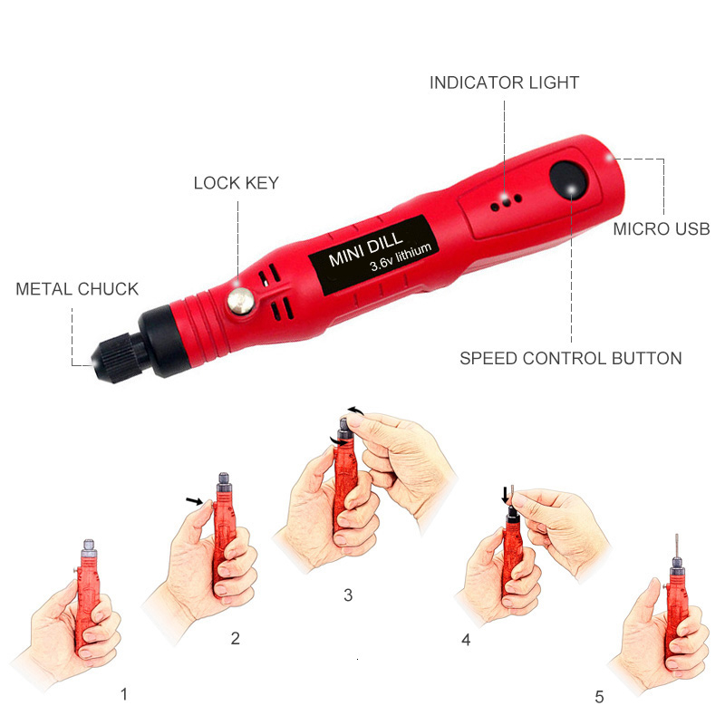 Mini Electric Drill Cordless Power tools 3.6V Grinder Grinding Accessories Set 3Speed Wireless Engraving Pen For Dremel Home DIY