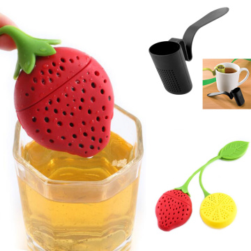 1Pc Tea Strainer Silicone Strawberry Lemon Design Loose Tea Leaf Strainer Bag Herbal Spice Infuser Filter Tools