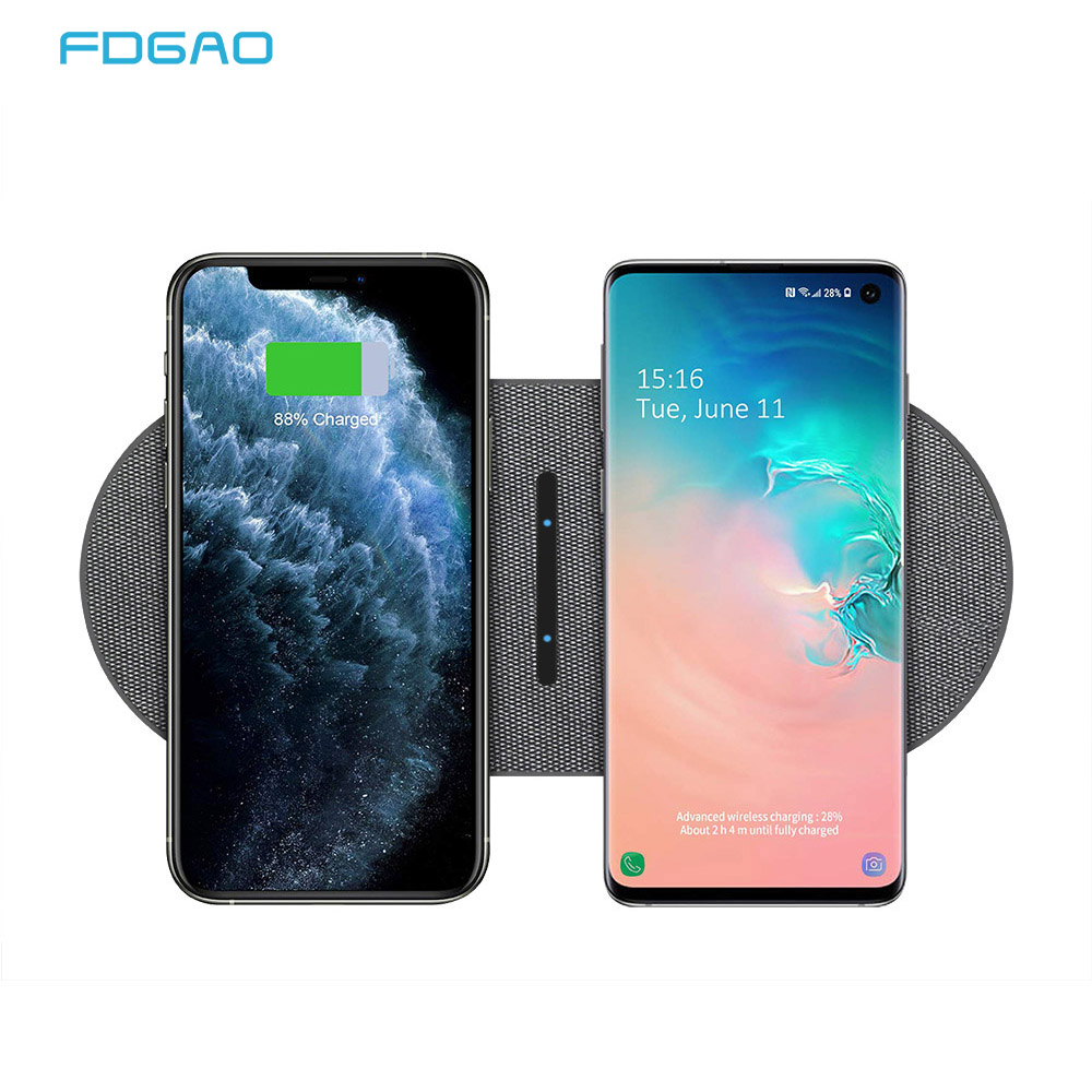 20W Fast Wireless Charging Station For Samsung S20 S10 Dual 10W 2 in 1 Wireless Charger Pad for iPhone 11 XS XR X 8 Airpods Pro