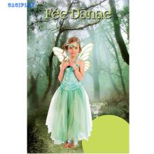 2020 New Kids Carnival Clothing Girls Green Fairy Cosplay Princess Dress Children Halloween Party Role Play Costume