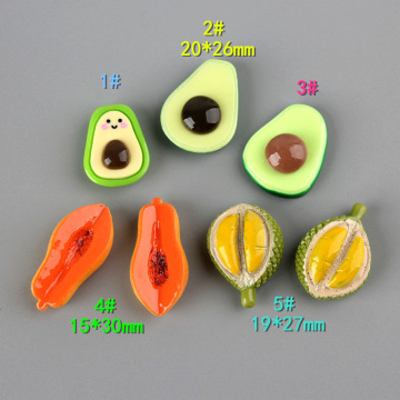 10Pcs Resin Cute Avocado Papaya Durian Flat back Cabochons Simulation Fruits DIY Scrapbooking For Phone Hair Clip Accessories