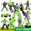 6pcs Construction Truck Car to Robot Model Deformation Transform Toys Boys Education Gift