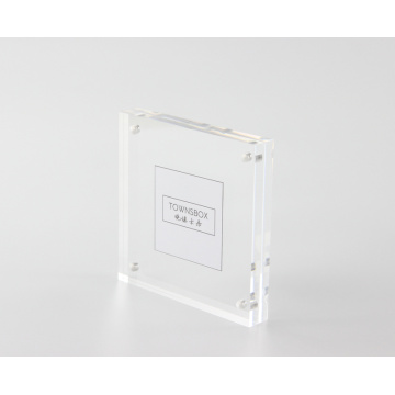 Squre Acrylic Block Frame Magnetic Photo Frame Paper Price Tag Display Crystal Picture Frame Sign Holder 10*10cm 4 Inches