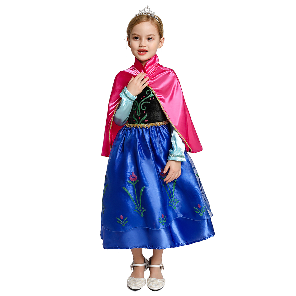 Snow Queen Anna Elsa 2 Dress for Girls Halloween Carnival Cosplay Costume Long Dresses Kids Princess Clothes Fantasy Girls Dress