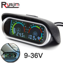 2 in 1 LCD voltmeter for car water temperature gauge universal digital motor temp sensor 10mm car motorcycle auto Volt Meter 12v