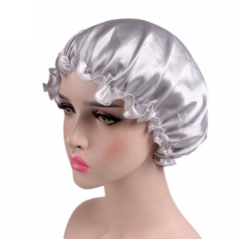 1 Piece Satin Bonnet Hair Caps Double Layer Adjust Sleep Night Cap Head Cover Hat For Curly Springy Hair Styling Accessories