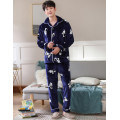 Newest Men's Soft Pajamas Set Autumn Winter Warm Flannel Thicken Male Pajamas Sets Long Sleeve Sleepwear Top +Pant Pyjamas