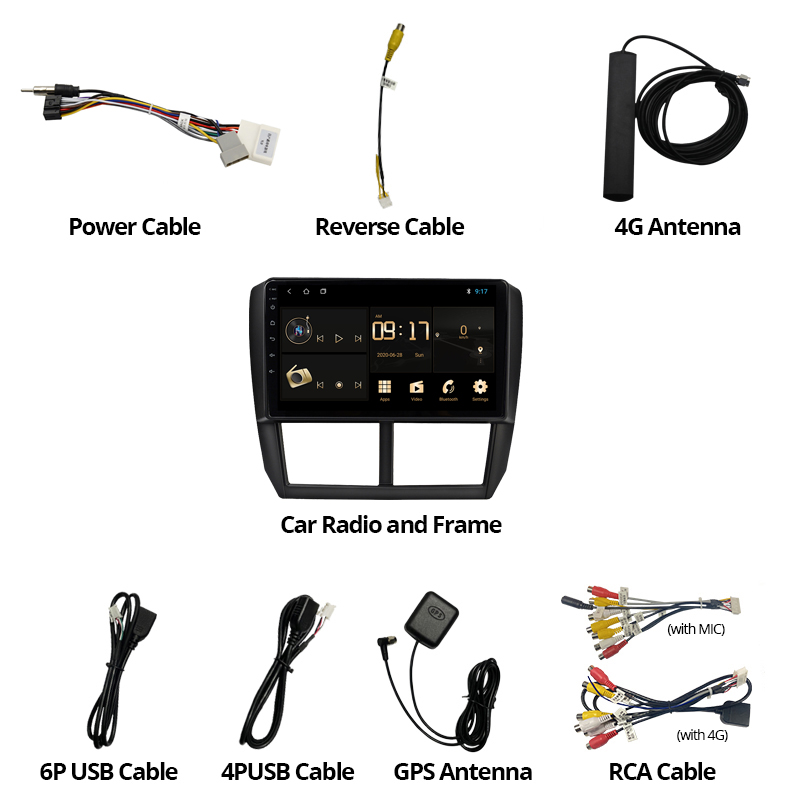 TIEBRO Car Radio For Subaru Forester Impreza 2007 2009 2010 2011 2013 2 Din Android 9.0 Car DVD GPS Multimedia Player Bluetooth