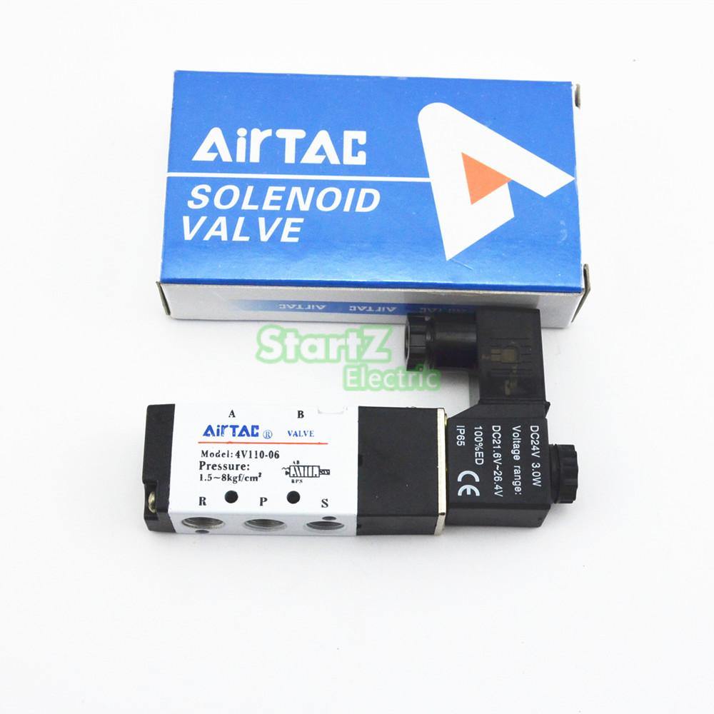 AIRTAC 4V110-06 5 Way 2 Position 1/8" Pneumatic Solenoid Valve DC 24V DC 12V AC 110V AC220V