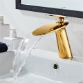 Basin Faucet Solid Brass Bathroom Faucet Cold And Hot Waterfall Mixer Sink Tap Single Handle Deck Mounted Gold/Black/ChromeTap