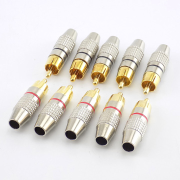 5pcs/10pcs RCA Male Plug to cabling Connector Adapter Audio Video Cable CCTV camera Non Solder Gold Plated Accessories