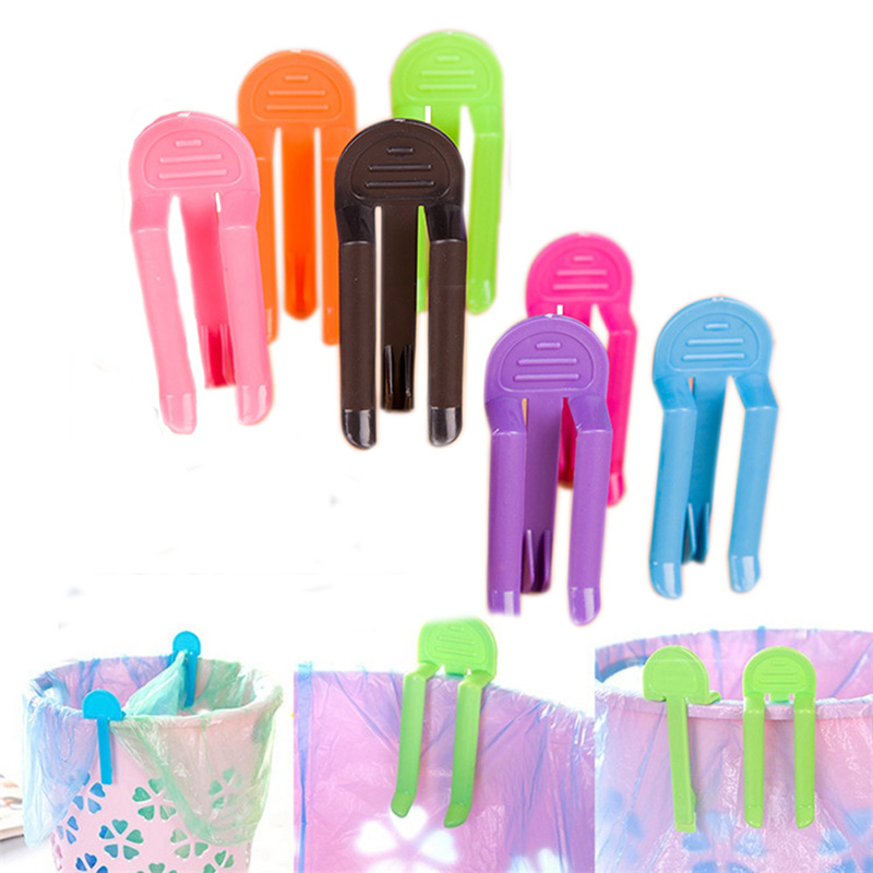 Basupply 6Pcs/lot Colorful Plastic Garbage Bag Clips Fixed Waste Bin Bag Rack Rubbish Holder Trash Can Clamp Kitchen Gadgets