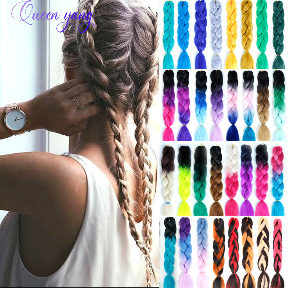 QUEENYANG Ombre Color Synthetic Kanekalon Hair Extension Jumbo Braiding Hair Expressions Pre Stretched Afro Wholesale Pink Hair