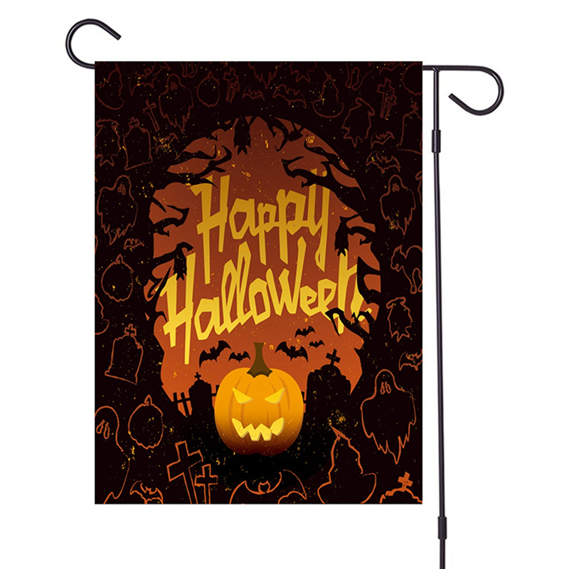 2020 New Halloween Garden Flag Cartoon Pumpkin Ghost Witch Bat Old Castle Print Seasonal Outdoor Hanging Decoration