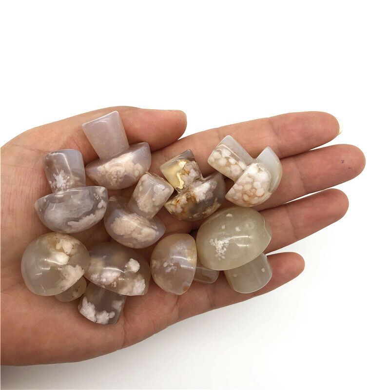 3 Sizes Natural Cherry Blossom Agate Mushroom Quartz Crystal Hand Polished Gifts Natural Stones and Minerals