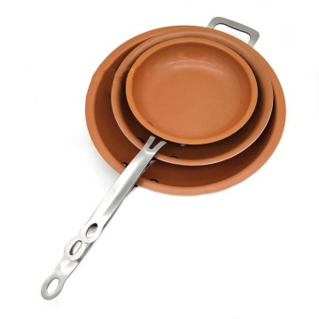 Round Non-stick Copper Frying Pan with Ceramic Coating Gas and Induction Cooker Skillet Pans Oven Dishwasher safe Cookware Parts