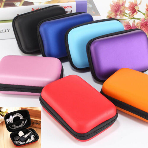 Organization Portable Storage Bag Hard Hold Case For Earphone Headphone Earbuds Mp3 USB Cable Stuff Solid Red Mini Storage Box