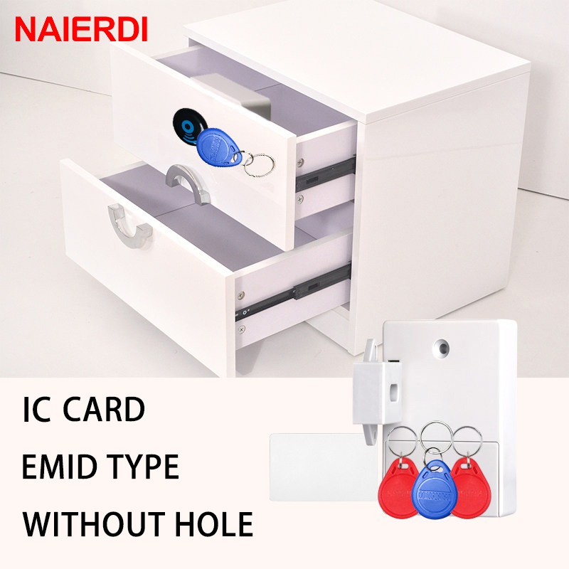 NAIERDI Digital Cabinet Intelligent Electronic Locks Invisible Sensor Lock EMID IC Card Drawer For Wardrobe Furniture Hardware