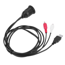 USB A Jack 3.5 mm RCA Female Cable Plug Adapter to 2 x RCA USB2.0 Cord Dashboard Panel Dash Mount USB AUX Extension Cable