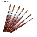 KADS Acrylic Nail Brush Crimped Kolinsky Sable UV Nail Art Gel Brush Gel Builder Manicure Brush Flat Round Red Wood Nail Brush