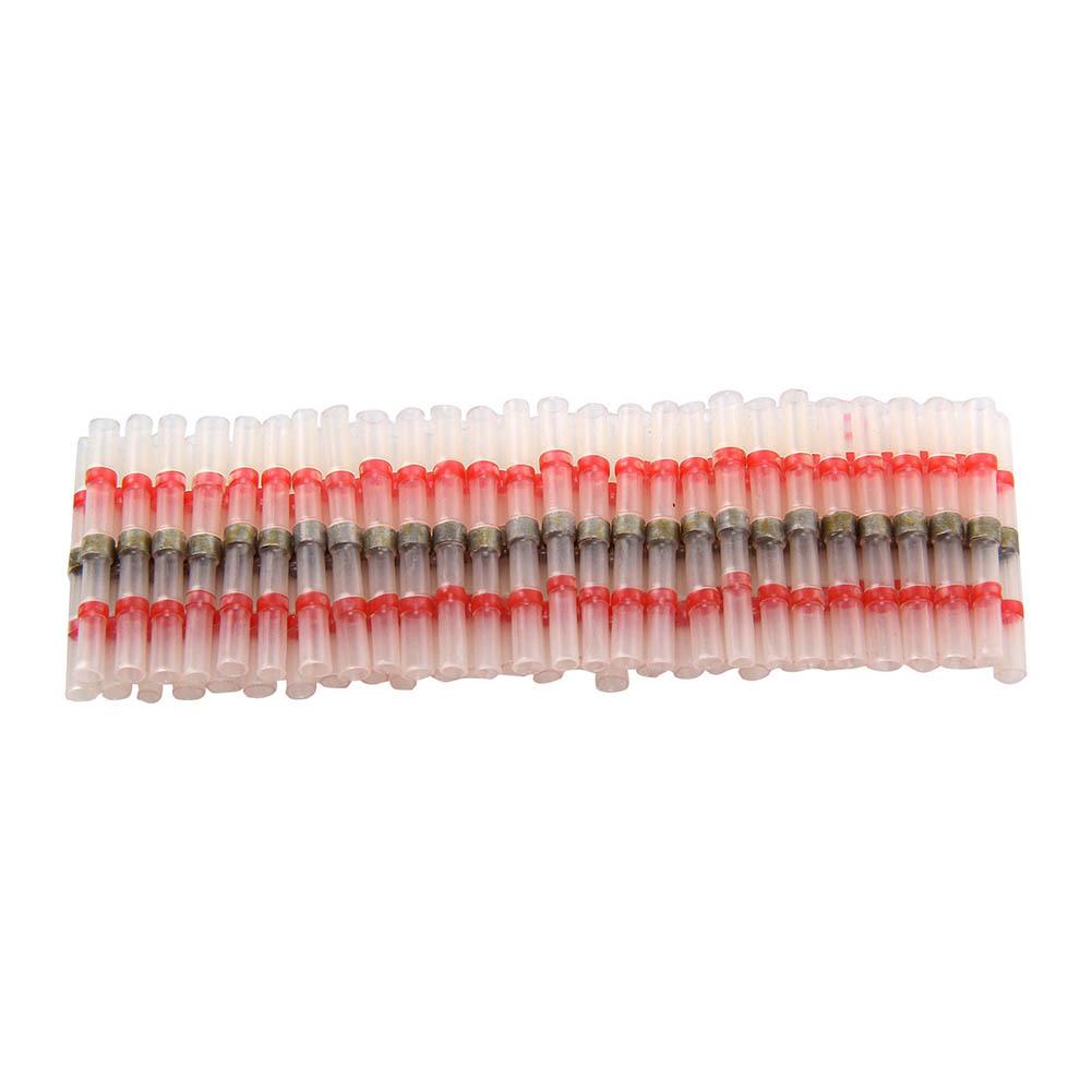 50 PCS Heat Shrink Insulated Waterproof Solder Electrical Butt Splice Sleeve Butt Connectors Wire Terminals Kit Set WWO