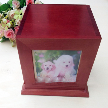 Pinevood Pet Casket Funeraire Memorial Dog Cat Urns Photo Box Pet Cremation Urn Keepsake Small Animal Urn