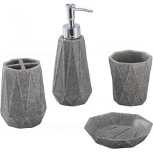 Gray Polyresin Bathroom Accessory Set 4-piece