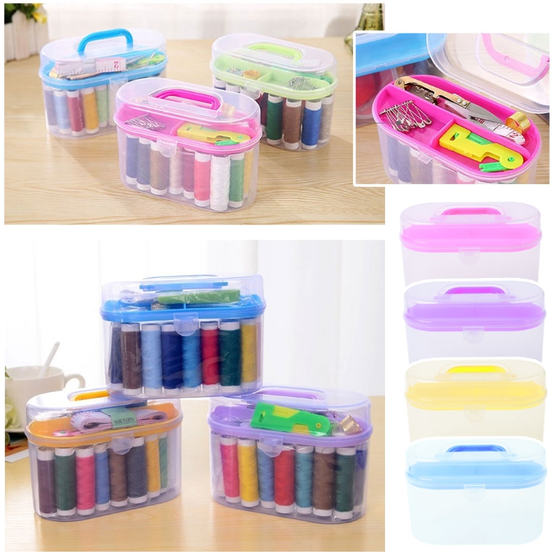 Sewing Kit Tool Storage Box Needle Thread Scissor Organizer Medicine Container