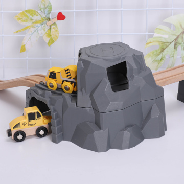 Gray Plastic Simulation Double-layer Tunnel Cave Compatible Thom as Biro Wooden Train Track Railway Slot Toy Gifts For Kids