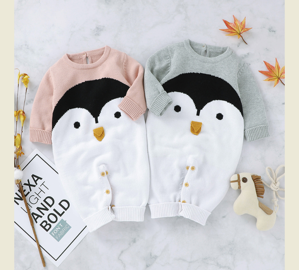 Baby Autumn Clothing Newborn Baby Boy Girl Knit Romper penguin Cartoon Sweater Jumpsuit Long sleeve Warm Baby Rompers 2020