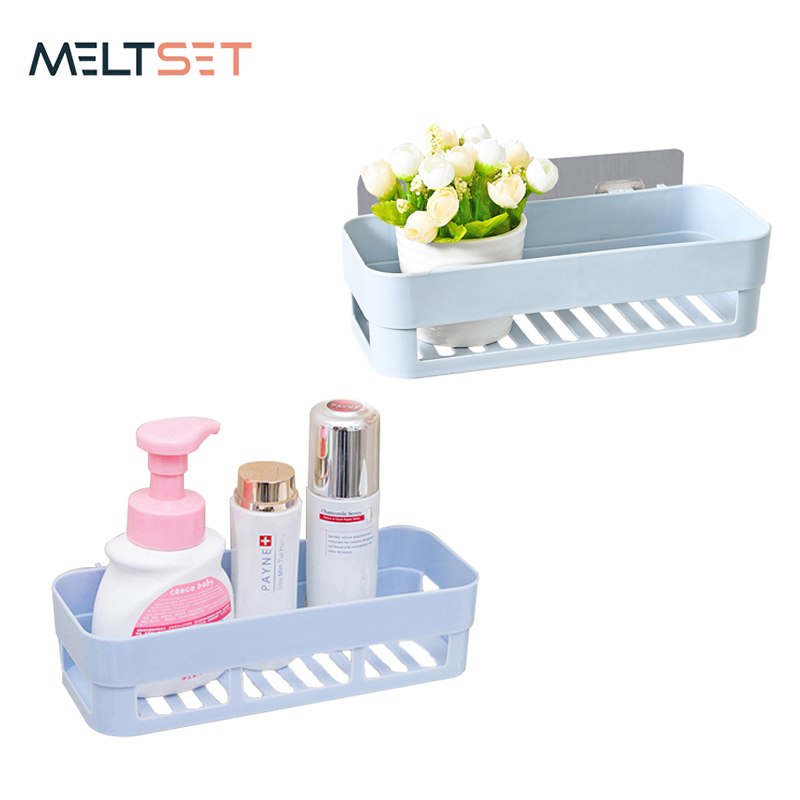 Wall Mounted Bathroom Shelf Shower Shampoo Holder Kitchen Storage Rack Punch free Shower Shelf Organizer Bathroom Accessories