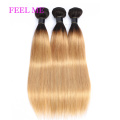 FEEL ME Ombre Straight Hair Bundles Pre-colored Two Tone Peruvian Human Hair Bundles 1b/27 1b/30 1b/99j Non-remy Hair Extensions