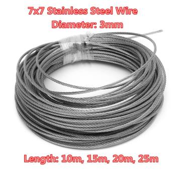 1-25M 3mm diameter 304 stainless steel wire rope softer fishing lifting cable 7X7 Structure 3MM diameter