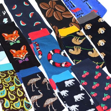 Creative High Quality Harajuku Cartoon Fruits Happy Socks Koala Flamingo Men's Socks hip hop Cool Funny Skate Socks for Men