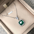 PANSYSEN luxury Green emerald diamond Necklace/Earrings/Ring jewelry set for women solid 925 sterling silver fine jewelry sets