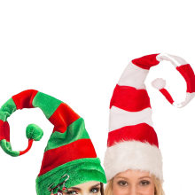 1PC Funny Party Hats Christmas Hats Long Striped Felt Plush Elf Hat Holiday Theme Hats Christmas Party Accessory U3