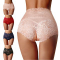 Women Panties Sexy Lace Underwear High Waist Briefs Knickers Mesh Floral Lingerie Female Seamless Briefs Underpants Plus Size