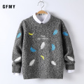 GFMY 2019 Autumn Winter Fashion Embroidered Colored Feather O-Collar Boys Sweaters 5T-14T Warm Wool Children's Clothing