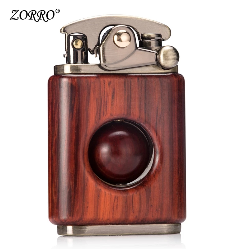 Retro Wooden Beads DecompressiLighter Flint Kerosene Oil Lighter Rosewood Solid Personality Creative Lighter Gadget For Man